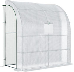 Outsunny 7' x 3' x 7' Outdoor Walk-In Greenhouse, Plant Nursery with Roll-up Windows, PE Cover, and 3 Wire Shelves, White | Aosom Romania (845-304V04)