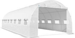 Outsunny Seră tunel de grădină 24 m2 8L x 3l x 2H m - 16 ferestre, ușă rulabilă cu fermoar, oțel galvanizat, prelată PE, Alb | Aosom Romania (84H-008V01WT)