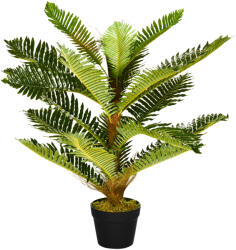 HOMCOM Plantă Artificială de Palmă cu 18 Frunze și Vas Inclus pentru Interior, Înălțime 85 cm, Verde | Aosom Romania (830-679V00GN)