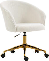HomCom Scaun de birou, fotoliu de birou ergonomic reglabil pe înălțime, șezut pivotant, bază din oțel, crem | Aosom Romania (921-927V00CW)