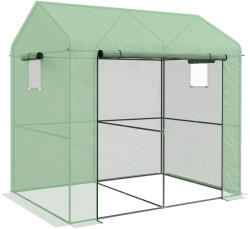 Outsunny Sera de Gradina 200x140x200cm cu Usa Rulanta Ferestre din Plasa Verde | Aosom Romania (845-939V00GN)