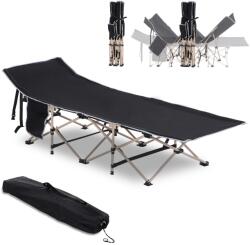 Outsunny Pat pliant, Pat de camping, pliabil, rezistent la intemperii, geantă de transport inclusă, 190 x 68 x 52 cm, Negru | Aosom Romania (A20-116BK)
