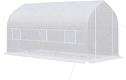 Outsunny Seră de Grădină a Tunnel 4x2x2 m cu Uși Rulabile și 6 Ferestre, Seră pentru Grădină cu Acoperiș înclinat, Structură din Metal și Acoperire PE, pentru Grădinărit Legume Flori Fructe, Alb | Aosom Romani