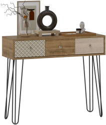 HOMCOM Masă console cu 3 sertare, masă de intrare îngustă cu picioare în formă de ac de păr din oțel, 90 x 30 x 75 cm, maro | Aosom Romania (837-527V80BN)