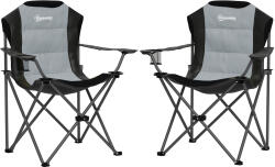 Outsunny Lot de 2 scaune pliante camping rembursate cu spătar înalt cu suport pentru pahar, greutate 120 kg, gri închis | Aosom Romania (A20-520V00CG)