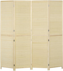 HomCom Paravan Interior Pliabil cu 4 Uși, Separator de Cameră din Ratan Bambus, 180x1, 6x180 cm, Culoarea Lemnului | Aosom Romania (830-831V01ND)