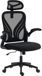 HomCom Scaun de Birou Ergonomic cu Brațe Rabatabile și Spătar Pliabil, Scaun de Birou cu Funcție Balansoar, Tetieră Reglabilă, Șezut Rotativ, Negru | Aosom Romania (921-940V00BK)