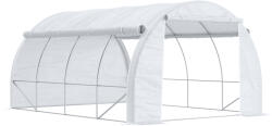 Outsunny Seră cu Tunel cu Ușă, Panouri și 8 Ferestre Rulabile, în Oțel Zincat și PE, 3.97x3x2 m, Alb | Aosom Romania (845-612V01WT)