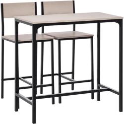 HOMCOM Set de Bar Bartisch cu 2 Taburete cu Spătar înalt pentru Bucătărie, Natural | Aosom Romania (835-135)