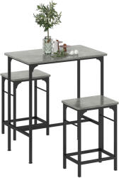 HOMCOM Set de bar Bartisch cu set de două taburete cu tampoane antiderapante pentru picioare, gri | Aosom Romania (83A-265V00GY)