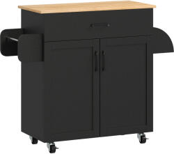 HOMCOM Servantă/insulă de bucătărie cu multiple spații sertar dulap 2 uși cu poliță reglabilă 105 x 36 x 85 cm negru | Aosom Romania (801-243V00BK)