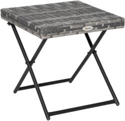 Outsunny Măsuță Pliabilă pentru Grădină din Ratan Sintetic și Oțel Spațiu-Eficient 40x40x40cm Gri | Aosom Romania (867-034GY) Masa de cafea