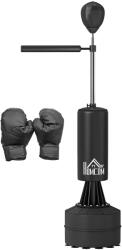 HOMCOM Sac de box pe suport punching ball brunier 3 în 1 cu minge de viteză și braț flexibil rotativ înălțime reglabilă | Aosom Romania (A91-100BK) Sac de box