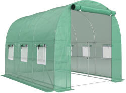 Outsunny Seră aprox. 2, 7 x 2 x 2 m seră din folie cu rafturi ușă rulabilă cu fermoar 6 ferestre cu plasă stâlpi de susținere | Aosom Romania (84H-542V00GN)