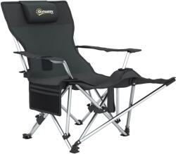 Outsunny Scaun de Camping Pliabil și Rabatabil cu Suport pentru Picioare Detașabil și Tetieră, 82x50/100x88 cm, Negru | Aosom Romania (A20-522V00BK)