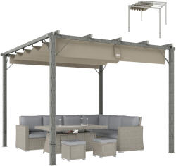 Outsunny Pergolă de Grădină 3 x 3 m, Acoperiș de Terasă Ajustabil, Cadru din Aluminiu, Protecție Solară UPF30+, Gri | Aosom Romania (84C-577V00GY)