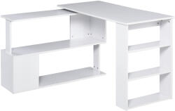 HomCom Masă Birou Colt cu 5 Rafturi Spațioase, Design Contemporan, Alb, 120x100x74 cm | Aosom Romania (836-074WT)
