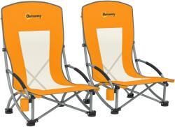 Outsunny Set de 2 scaune de plajă pliabile scaune de camping pliante ușoare sac de transport suport pentru pahare 70 x 58 x 79 cm portocaliu | Aosom Romania (A20-512V02OG)
