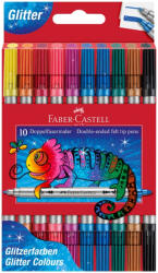Faber-Castell Carioci cu efect glitter Faber-Castell FC151107, 2 capete, 10 culori (FC151107)