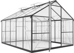 Outsunny Seră de grădină Outsunny din aluminiu și policarbonat, 7, 5㎡, cu ușă cu balamale, 2 ferestre reglabile, sistem de drenaj, anti-UV, 304x247x205cm, negru | Aosom Romania (84H-667V01BK)