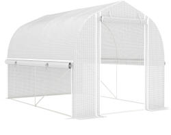 Outsunny Serra Polytunnel 3 x 2 x 2 m cu pereți laterali rabatabili, înveliș din plastic rezistent la UV și cadru din oțel, Alb | Aosom Romania (84H-217V00WT)