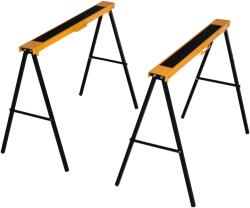 HomCom Set de 2 Capre Pliabile din Metal cu Suprafață Antiderapantă din EVA pentru Tăiere Lemn, Capacitate 125kg, Portocaliu și Negru | Aosom Romania (B71-039)