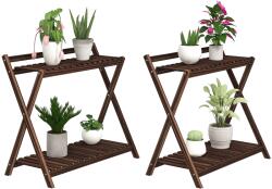 Outsunny Set de 2 Suporturi pentru Plante cu 2 Niveluri, 73x36x64 cm, Maro | Aosom Romania (84H-186V00TN)