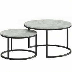HomCom Set 2 măsuțe de cafea moderne, suprapuse, rotunde, gri marmorat | Aosom Romania (833-873V82GG) Masa de cafea