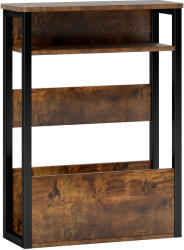 HOMCOM Măsuță de Living în Stil Industrial cu 2 Rafturi, Măsuță Laterală din Lemn și Metal, 46x18x58, 5 cm, Maro Rustic | Aosom Romania (83B-181V00RB)