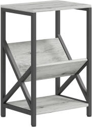 HOMCOM Masă laterală îngustă, măsuță de lângă canapea cu depozitare pe 3 nivele, suport pentru reviste în V, cadru din oțel, 40x30x61cm, gri închis | Aosom Romania (83B-538V00CG)