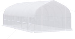 Outsunny Seră pentru Exterior Seră tunel 6x3x2 m Seră de Grădină Mare cu 12 Ferestre și Ușă Rulou cu Fermoar Cadru Metalic pentru Cultivare Plante Alb | Aosom Romania (845-494WT)