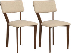 HomCom Set de 2 scaune de masă, scaune de bucătărie cu spătar, picioare din lemn, material textil aspect lin 49 x 56 x 85 cm bej | Aosom Romania (83A-163V00BG)
