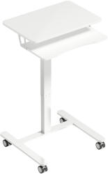HomCom Birou stand reglabil pe înălțime, birou sit-stand mobil cu suport pentru tastatură, roți și cadru din oțel, Alb | Aosom Romania (838-614V00WT)