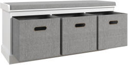 HomCom Pantofar tip Băncuţă cu 3 Sertare și Şezut din Lemn, 105x35x47 cm, Alb | Aosom Romania (837-453V70WT) Pantofar