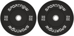 SPORTNOW Set de Discuri de Greutate cu Protecție din Cauciuc Solid cu Orificii, Փ45x8 cm, Negru | Aosom Romania (A91-374V03BK)