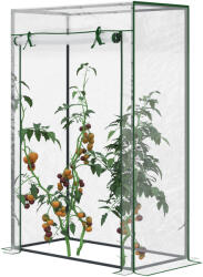 Outsunny Seră de grădină, seră de balcon, pânză consolidată din PVC, structură din oțel, ușă rulabilă cu fermoar, pentru legume, plante, flori în toate anotimpurile, interior și exterior, 100 x 50 x 150 cm alb