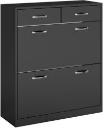 HomCom Dulap pentru Pantofi Modern cu 2 Rafturi Regabile și 2 Sertare din Lemn Negru | Aosom Romania (837-327V80BK) Pantofar