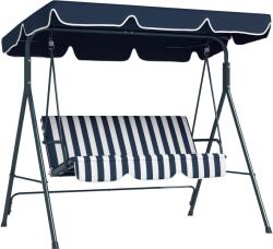 Outsunny Leagăn de Grădină cu 3 Locuri cu Acoperiș Solar, Balansoar în Aer Liber cu Structură din Oțel și Poliester, 172x110x153 cm, Alb și Albastru | Aosom Romania (84A-054V03BU)