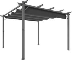 Outsunny Pergolă de Grădină 3x3 m cu Acoperiș Retractabil Protecție UPF30+ Drenaj Cadru din Aluminiu pentru Patio Exterior Gri Închis | Aosom Romania (84C-054V01GY)