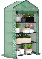 Outsunny Seră de Grădină Balcon cu Rafturi 4 Nivele 90L x 49l x 160H cm Oțel galvanizat folie Detasabila PE Densitate înaltă Verde | Aosom Romania (845-936V00GN)