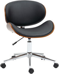 Vinsetto Scaun de birou design vintage înălțime reglabilă pivotant 360° lemn de plop înveliș sintetic 53 x 53 x 77-87 cm | Aosom Romania (921-606V00BK)