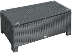 Outsunny Mobilier pentru Terasă, Măsuță de Cafea din Răchită, Rezistentă la Apă, cu Blat din Sticlă Securizată, 86x50x39cm, Negru | Aosom Romania (01-0722) Masa de cafea
