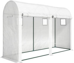 Outsunny Seră de Grădină, Seră Mică pentru Balcon cu Prelată PE și Cadru din Oțel, Uși și Ferestre Rulante 300 x 100 x 200 cm alb | Aosom Romania (845-416V00WT)