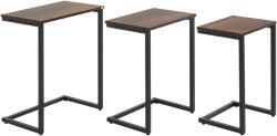 HOMCOM Masă laterală, Masă de cafea, Set de 3, Design industrial, Cadru din oțel, maro+negru, 45 x 30 x 60 cm | Aosom Romania (839-608V00BN)