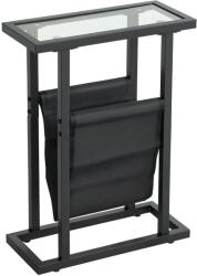 HomCom Masă auxiliară îngustă, colț de canapea din metal cu suport pentru reviste și blat din sticlă temperată, 40 x 18 x 55, 5 cm, negru | Aosom Romania (838-490V00BK) Masa de cafea