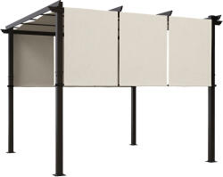 Outsunny Pergolă cu 3 țesături glisante 3 x 3 x 2, 38 m structură din oțel negru țesătură poliester de înaltă densitate bej | Aosom Romania (84C-480V02BG)