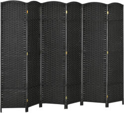 HomCom Paravan Despărțitor Interior Pliabil cu 6 Panouri Întrețesute, 240x170 cm, Negru | Aosom Romania (830-814V01BK)