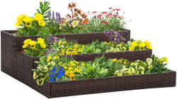 Outsunny Pat de Gradina Inaltat Outsunny cu 3 Niveluri, Jardiniera din Ratan Sintetic, 120x120x40cm, Gri | Aosom Romania (867-096)