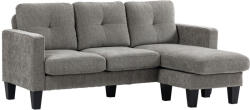  HOMCOM Sarokkanapé, Sarokkanapé Megfordítható heverővel, L alakú kanapé, Vászonhatású kárpitozás, szürke