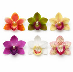  Élethű selyemvirág orchidea fej több színben választható/db 9, 5cm